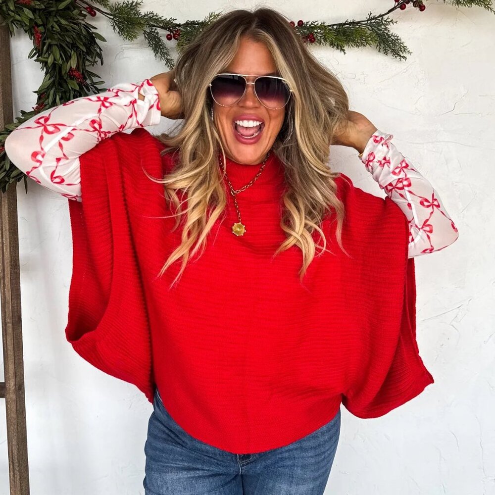 Red Meg Pullover Poncho by Blakeley
